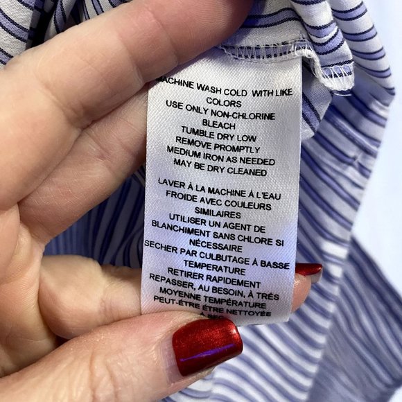 Anthropologie Blue and White Stripe Oversized Dress-Shirt Size S - Picture 6 of 10
